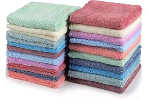 20 Pack Soft Baby Washcloths Luxury Multicolor Coral Fleece - Extra Absorbent and Wash Clothes for Newborns,Kids Suitable for