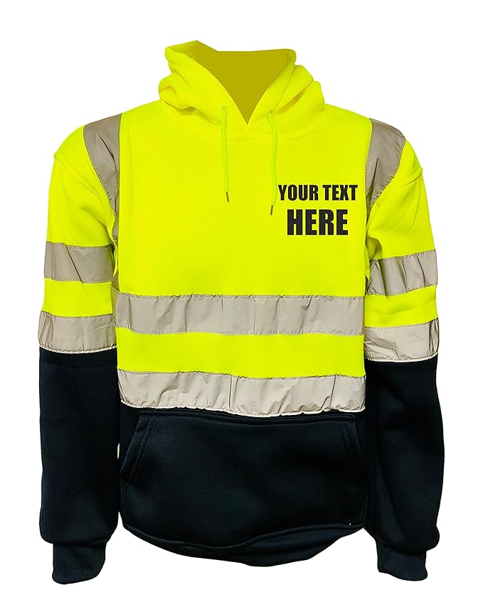 Custom Print Your Text Yellow and Navy Hi Vis Hoodie (X Large) Amazon