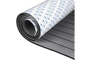 OCEANBROAD EVA Foam Boat Flooring with 3M Adhesive Backing Marine Self-Adhesive Decking 96''x45.6''/36''/28.8''/16.8'', 48''x16.8'' Faux Teak Sheet for Jon Boats Swim Platform Helm Pad RV Floor