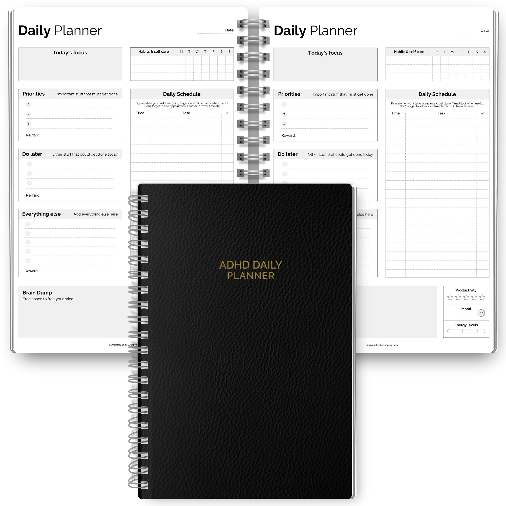 ADHD Daily Planner for Neurodivergent Adults - Productivity Daily Planner & Task Management to Stay Organized and Focused (Mono) โ image 1