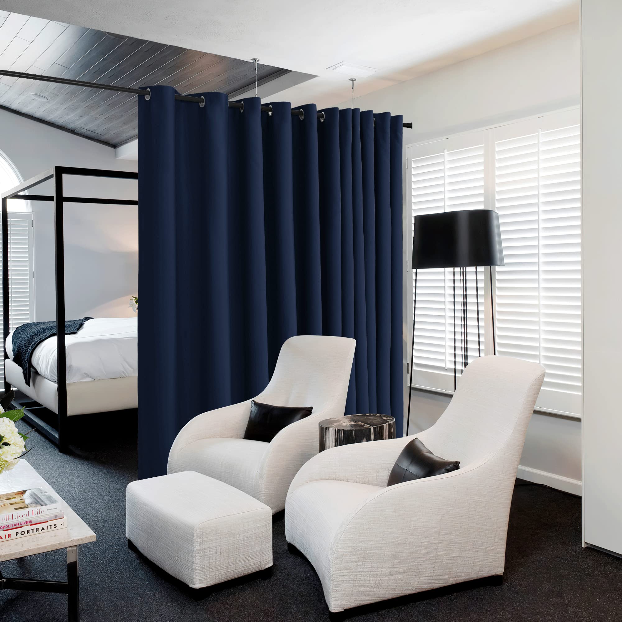 NICETOWN Closet Door Heavy Curtain, Room Dividers Shade Screens Partitions, Extra Large Grommet Top Space Partition Blackout Curtain, Screen Dividers for Rooms (1 Pack, 20ft Wide x 9ft Long, Navy) Image NICETOWN Closet Door Heavy Curtain, Room Dividers Shade Screens Partitions, Extra Large Grommet Top Space Partition Blackout Curtain, Screen Dividers for Rooms (1 Pack, 20ft Wide x 9ft Long, Navy) Image