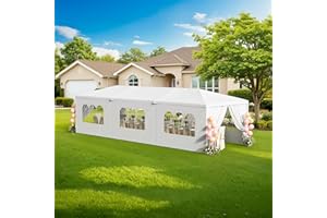 DOINUO 10x30 Outdoor Canopy Tent with 8 Removable Sidewalls, Heavy Duty Party Tents Waterproof Patio Gazebo for Parties Wedding Events Beach BBQ, White