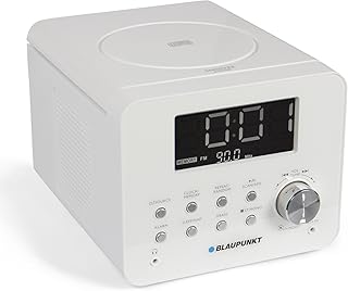 Blaupunkt CDR 10 WH UKW Radiowecker mit CD, AMS (Automatischer Senderspeicher), Uhrenradio mit dimmbares Display, Dual-Alarm, Schlummerfunktion, Einschlafautomatik, Aux-In, weiß, 15 x 19,5 x 12,3 cm
