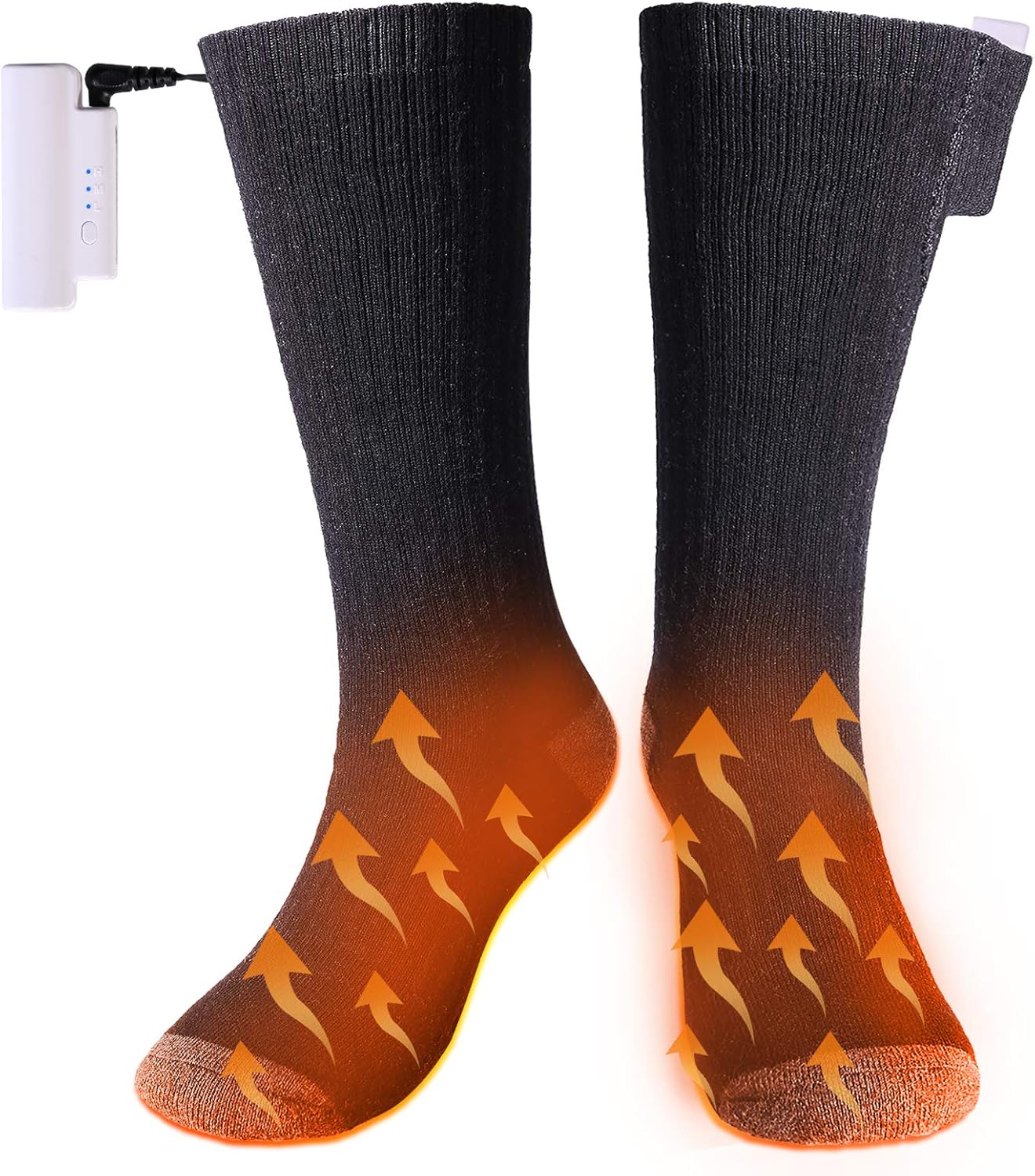 Sykooria Heated Socks for Men Women - Winter Foot Warmers Socks - Rechargeable Electric Heating Socks for Winter Outdoor Recreation Skiing Hiking Camping, Heating Element Up to 149℉, 3 Heat Settings: Sports & Outdoors