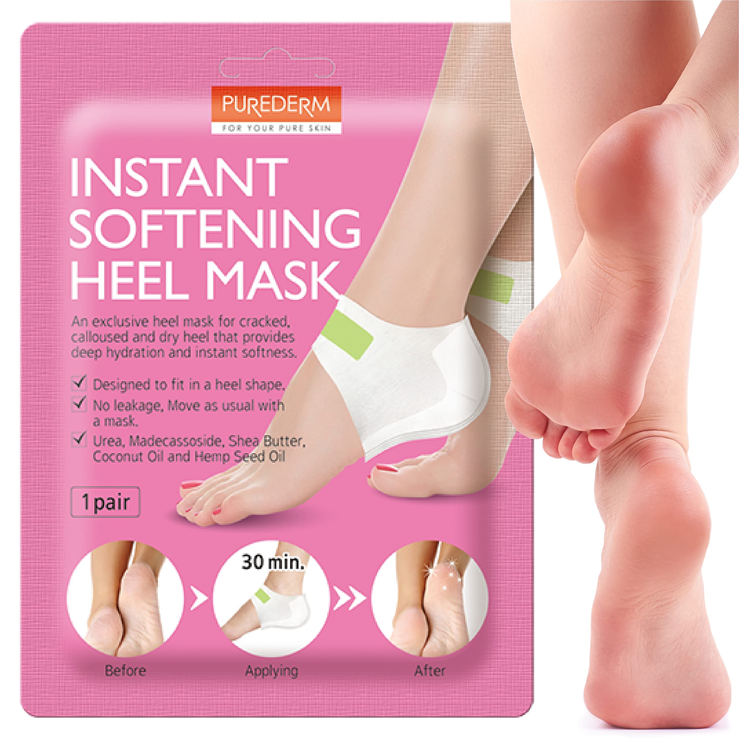 Purederm Instant Softening Heel mask (1 Pair) – Heel mask Provides deep Hydration and Instant Softness