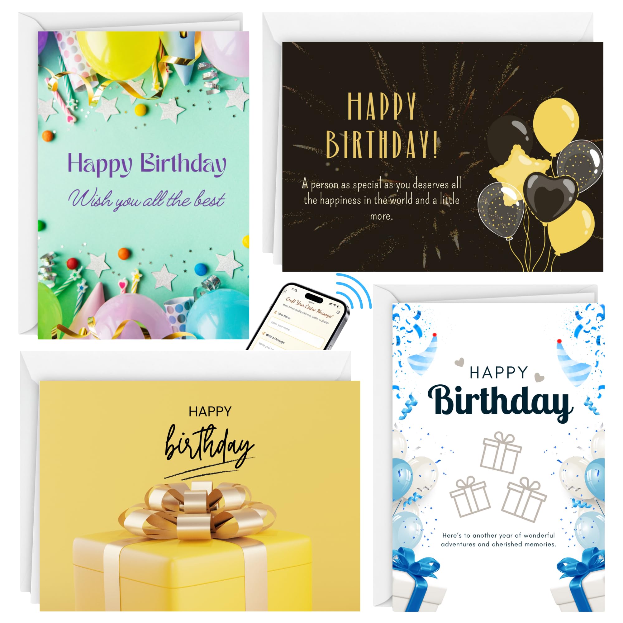 Ctctoo NFC Birthday Card – Smart Digital & Recordable Greeting Card with Tap-to-Share Messages, Voice, Photos & Videos – Personalized Gift for Him or Her with Built-in NFC Chip