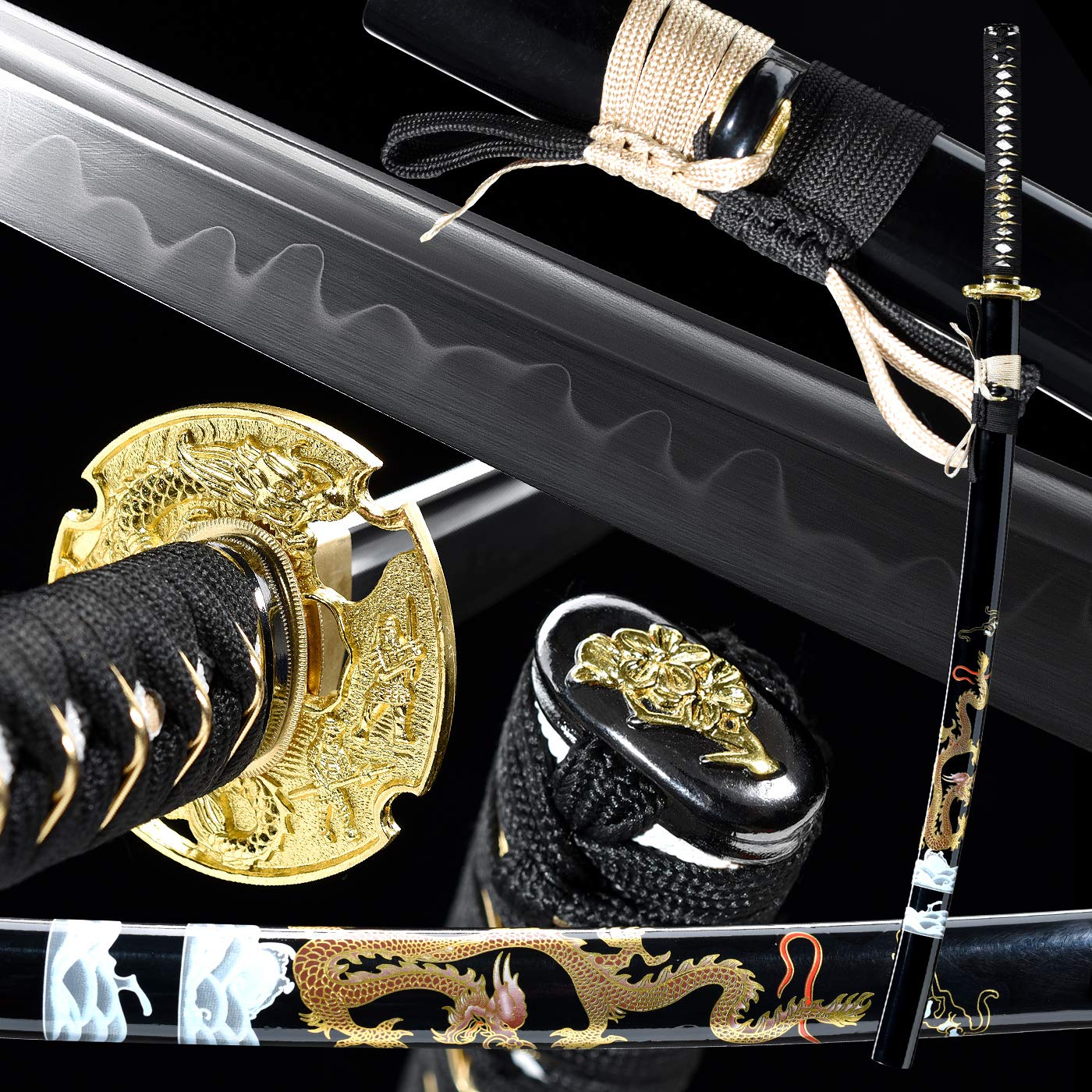 Eroton Full Handmade Real Japanese Samurai Katana Sword 1045 1060 1095 T10high Carbon Steel Heat Tempered Clay Tempered Dragon Tsuba Full Tang Functional Sharp Razor Sharp Battle Ready 2 7ib Buy Online In Armenia At Armenia Desertcart Com