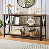 HOMISSUE Entryway Console Table, Rustic Couch with Wide Storage, Industrial Sofa Tables with 3-Tier Open Shelves, Entryway Table for Living Room, Hallway, Brown, 55 Inch