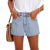 LYANER Women's Mid Rise Casual Denim Shorts | Button Zipper Wide Leg Baggy Vintage Jean with Pockets