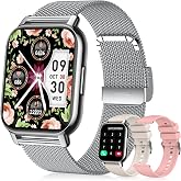 Smart Watch for Women(3 Bands), Smartwatch Fitness Tracker with Bluetooth Calls &amp; AI Voice Control, 1.85&rsquo;&rsquo; HD Screen, Heart Rate/SpO2 Monitor, Sleep Tracker, Compatible with Android iOS (Silver)
