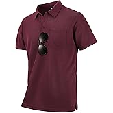 WENTTUO Mens Polo Shirts Short Sleeve Summer Moisture Wicking Performance Athletic Golf Shirts for Men with Pocket