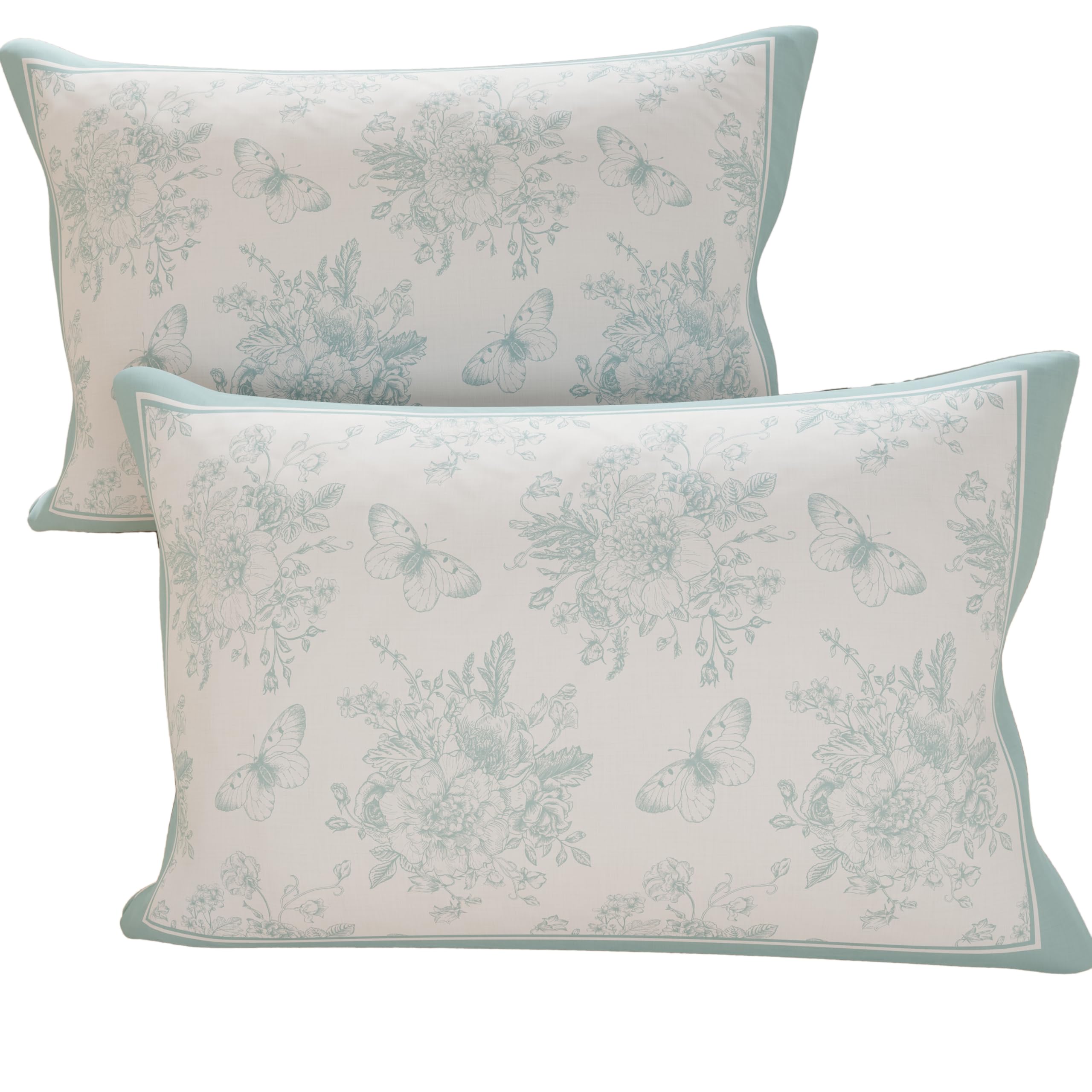 PETTI Italian Artisans - Pair of 80x50 cm Microfiber Cushion Covers, Bedroom, Sofa, Living Room Decor Cushions, Set of 2 Cushion Covers, Botanic 03 Celeste Pillowcase, 100% Made in Italy
