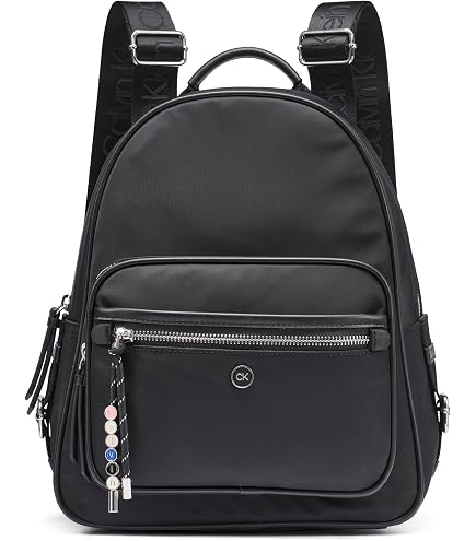 calvin klein nylon backpack with leather and rubber detail Women's Reyna Novelty Flap Backpack, Caramel, One Size 2 Zipper Compartments Interior color-irish-gold Santino