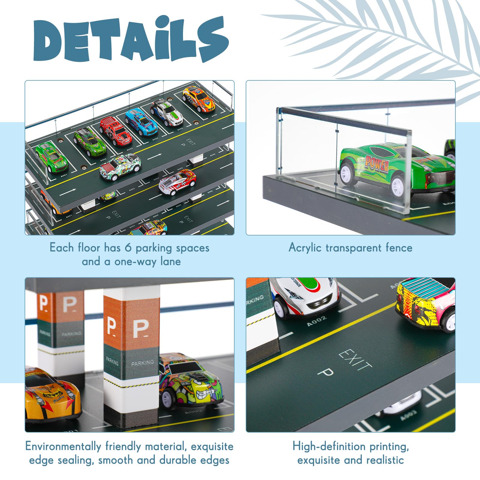 Seenelling Storage Display Garage for Hot Diecast Wheels Toy Car Parking Garage Diorama Freestanding Storage Display Case for 1/64 Scale Diecast with 5 Levels 30 Spots Maximum 50 Cars
