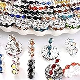 100PCS Wave Spacer Beads Bulk for Pens, 12mm Assorted Color Rhinestone Beads for Beadable Pens, 12mm Crystal Beads for Bracelets, Glass Beads for Keychain DIY Jewelry Making Craft Supplies