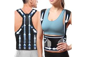 Eambond Adjustable Back Brace and Posture Corrector for Men and Women, Shoulder Straightener, Upper and Lower Full Back Support for Pain Relief - Scoliosis, Hunchback, Hump, Thoracic, Spine Corrector
