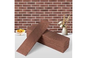 Zoeteoz 100 Pcs Vintage Red Faux Thin Brick Tiles Veneers, Inorganic Modified Clay, 14 Sq.Ft, Interior Wall Decor Backsplash 