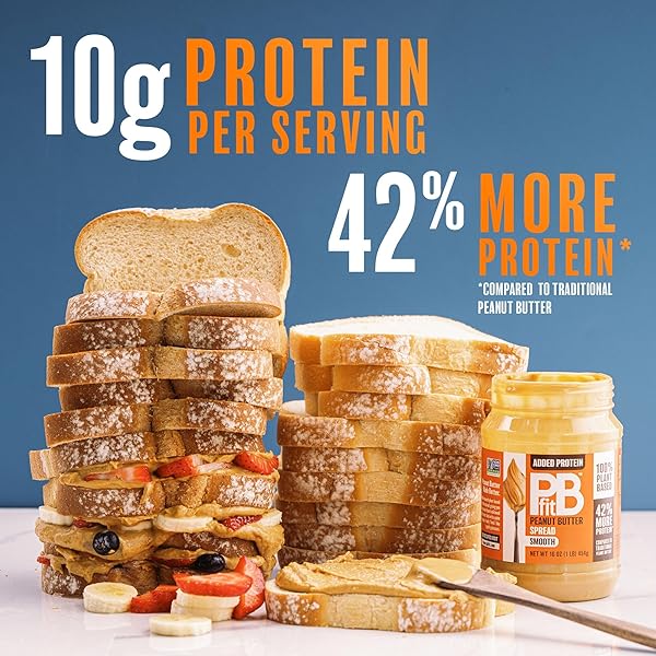 PBFIT PEANUT BUTTER SPREAD, 10G PLANT BASED PROTEIN PER SERVING, KETO AND VEGAN NUT BUTTER, NO PALM OIL, NO ARTIFICIAL SWEETENERS OR PRESERVATIVES, 16 OZ