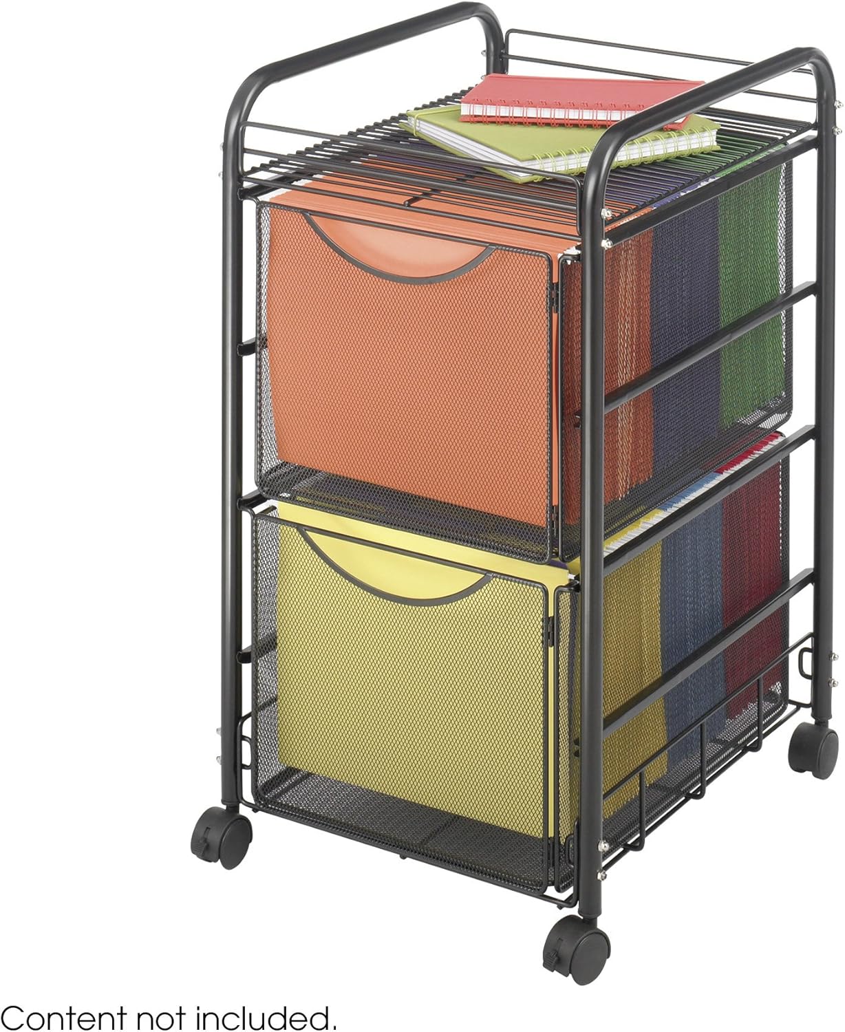 Safco Products 5212BL Onyx Mesh File Cart with 2 File Drawers, Letter Size, Black : File Folder Racks : Office Products