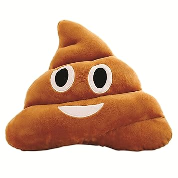 Skylofts Soft Smiley Emoji Dark Brown 33cm Poop Cushion Pillow Stuffed Plush Toy Doll (Happy)