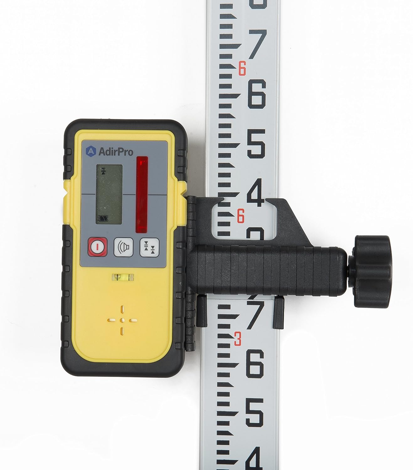 AdirPro LD-8 Universal Rotary Laser Receiver Detector with Rod Clamp - 14-Foot Aluminum Grade Rod, 10ths, 4 Section Telescopic with Carrying Case