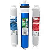 Aquatic Life RO Buddie Reverse Osmosis Replacement Filter Set - Inline Carbon Block Filter, Sediment Cartridge and 100 GPD Membrane for RO/RODI Water Filter System Units