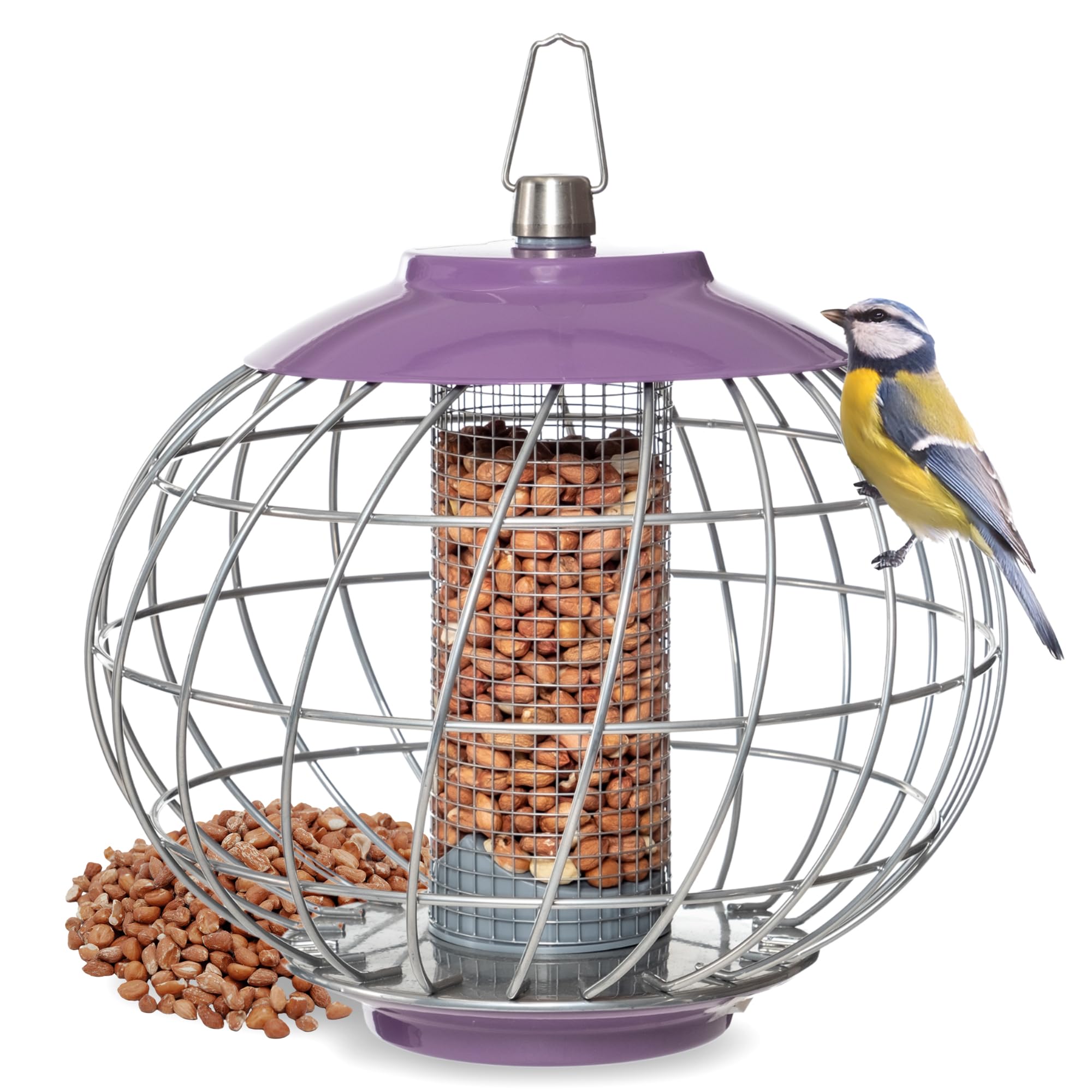 The Nuttery Helix Wild Bird Nut Feeder HELN04. Squirrel & Pigeon Proof Hanging Metal Caged Feeder – Garden Bird Feeder for Peanuts – Weather Resistant, Easy-Fill & Clean Access – Ideal for Small Birds