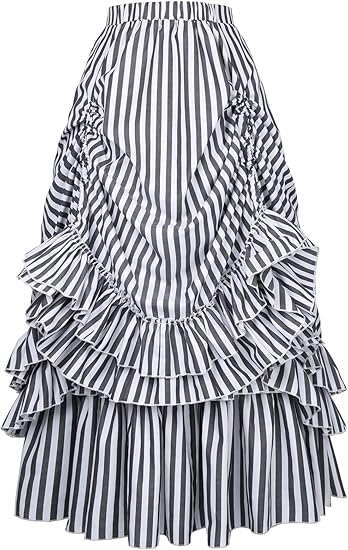 black and white striped victorian dress
