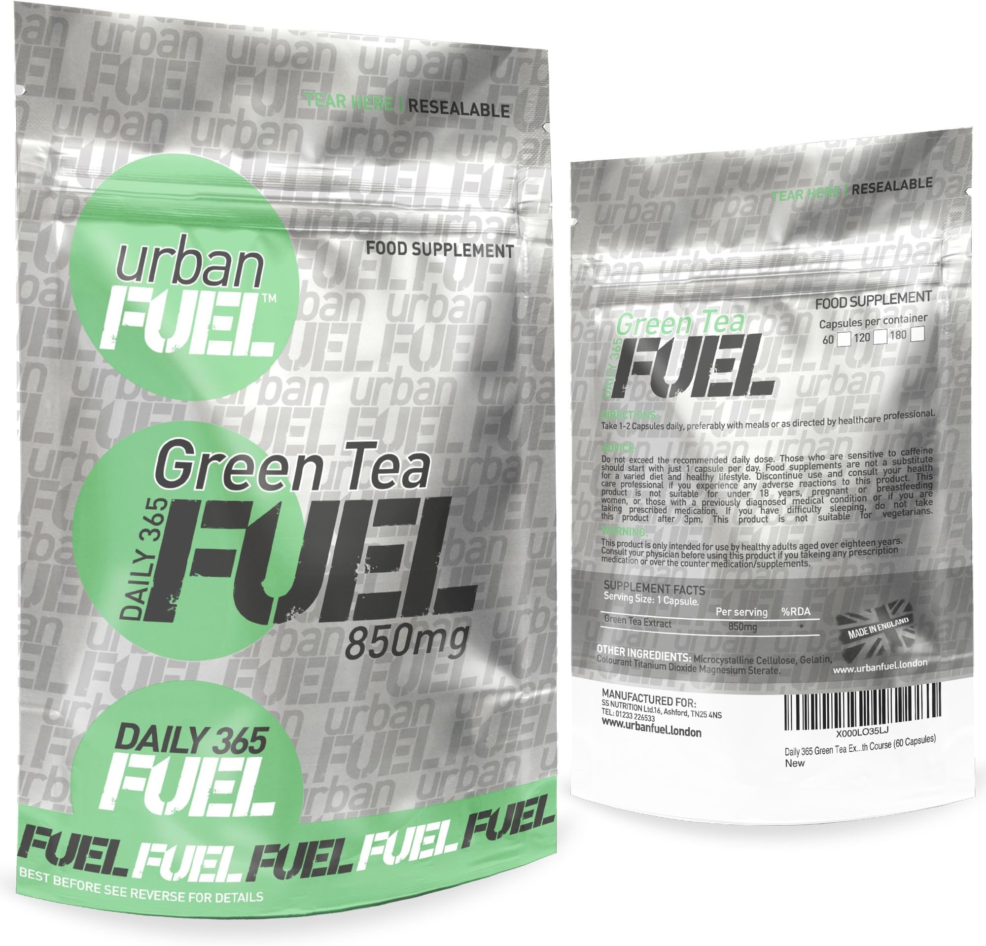 Green Tea Extract - 850mg Pure Green Tea with EGCG - Maximum Strength - by Urban Fuel