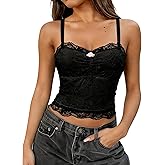 Avidlove Lace Camisole Tops Women Crop Top Ruched Tank Going Out Sexy Spaghetti Strap Cami Bralette