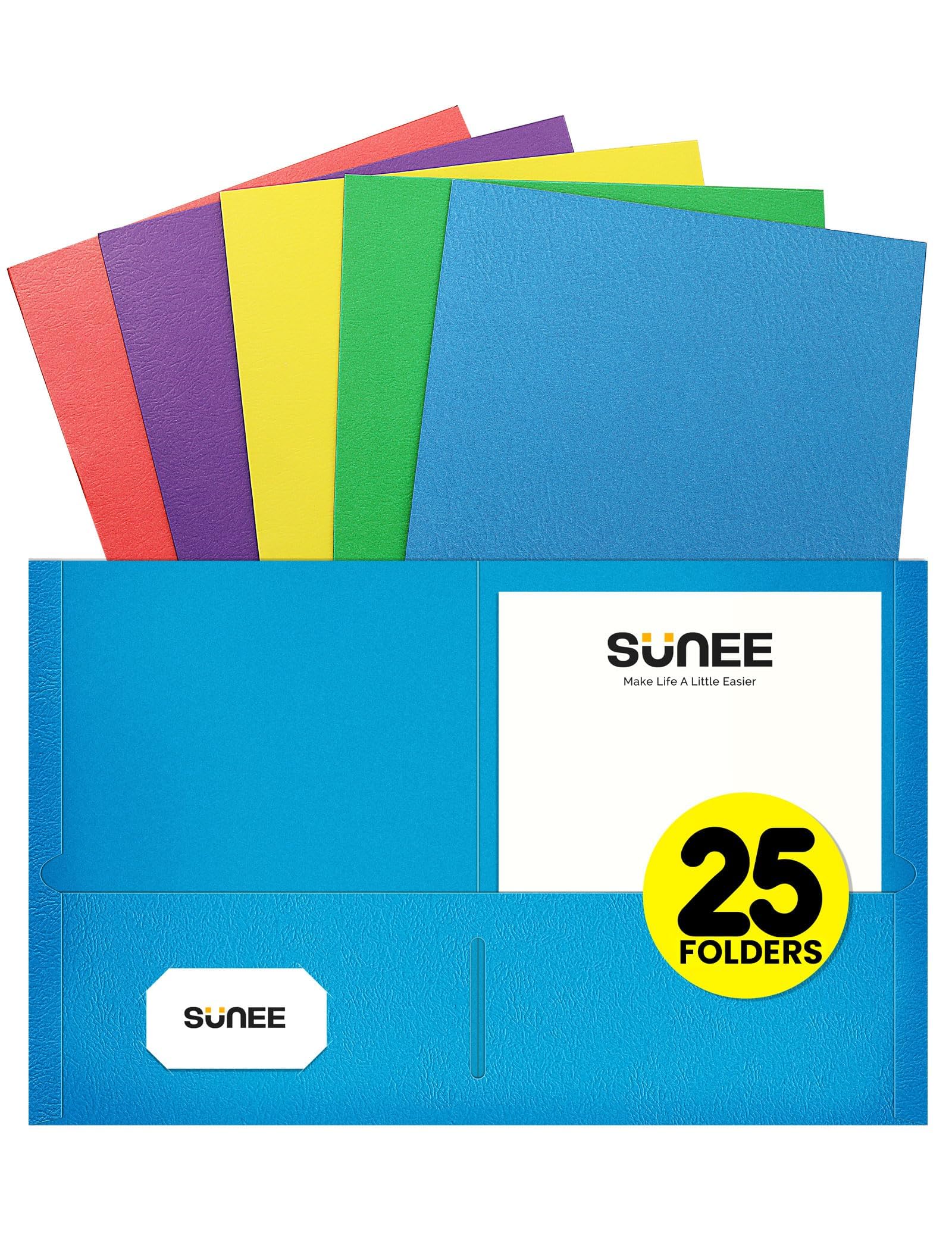 Photo 1 of SUNEE Folders with Pockets(25 Pack, Assorted Colors), 2 Pocket Folders Fit Letter Size Paper, Paper File Folder for School Office Home Business