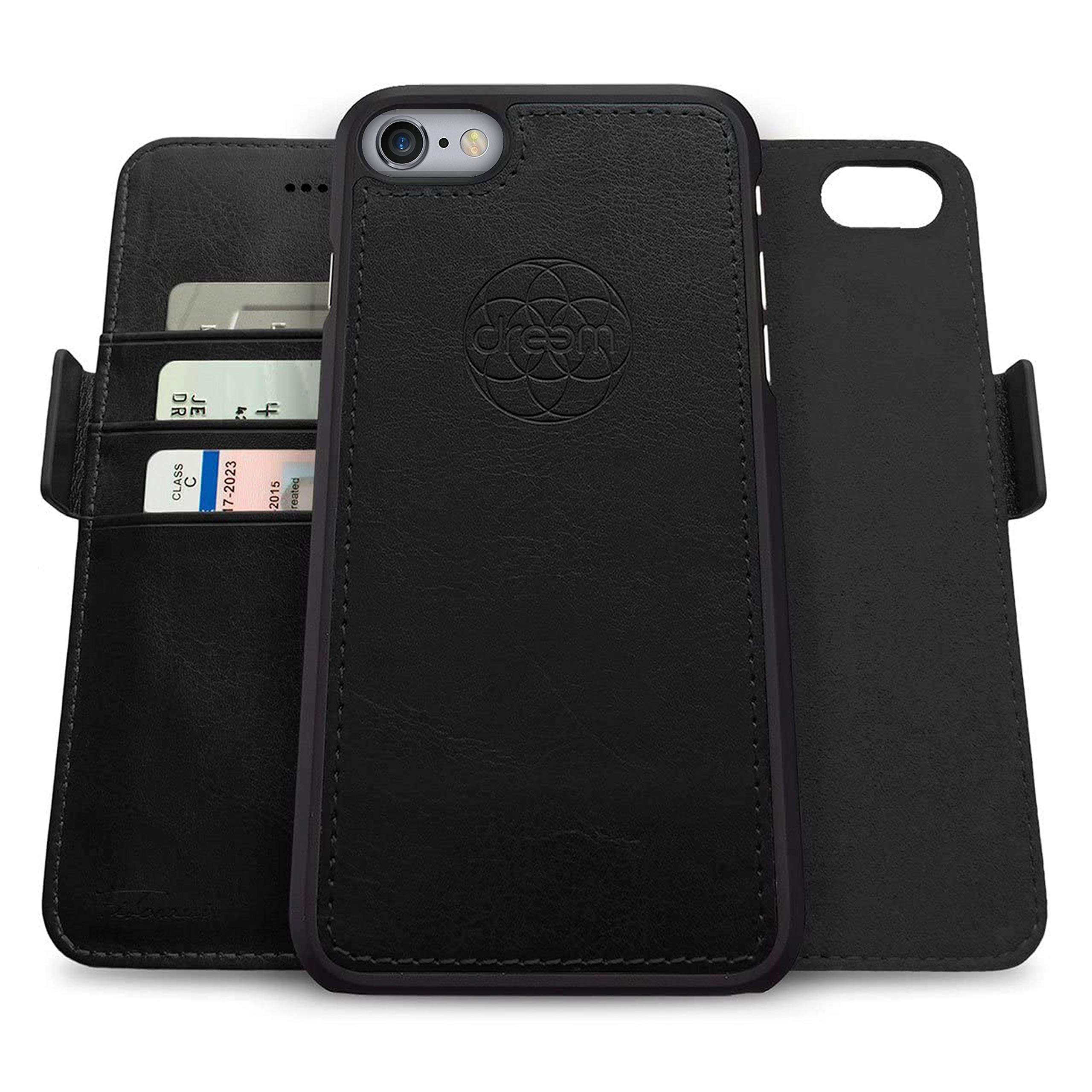 dreem Fibonacci 2-in-1 Wallet Case for Apple iPhone 6 & 6s - Luxury Vegan Leather, Magnetic Detachable Shockproof Phone Case, RFID Card Protection, 2-Way Flip Stand - Black — image 1