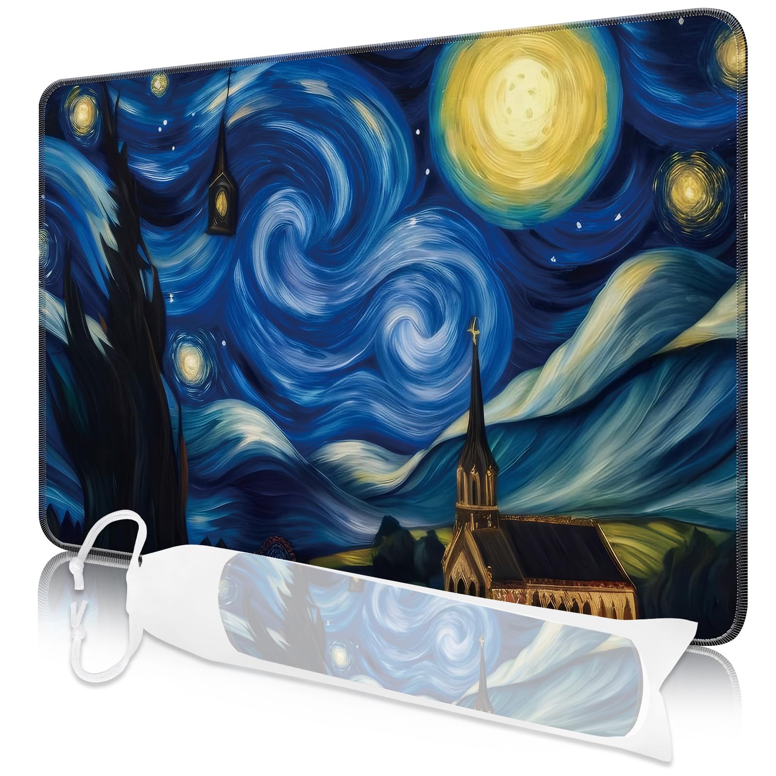 Nkddert MTG Playmat, 24x14in TCG Card Playmat Sewn Edges MTG Commander Playmat 3mm Thick Waterproof MTG Playmat with Storage Bag (Magic Motifs)