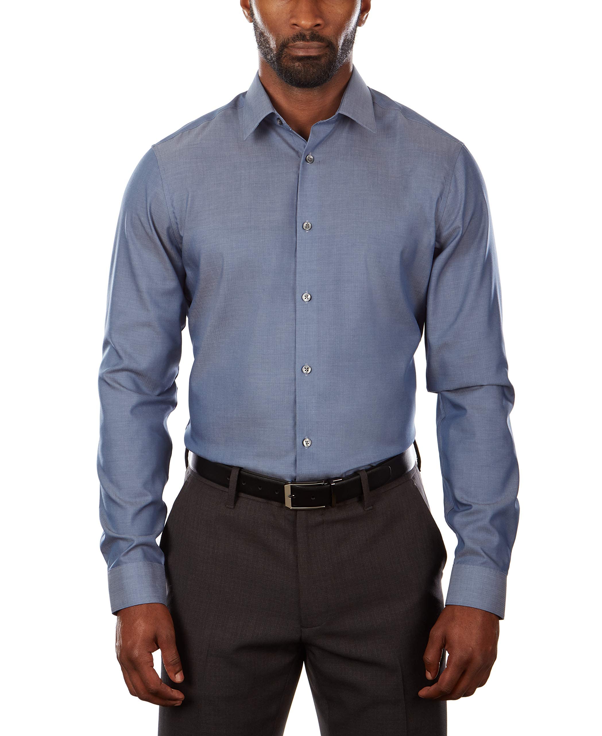 Photo 1 of Calvin Klein Men's Dress Shirt Slim Fit Non Iron Herringbone