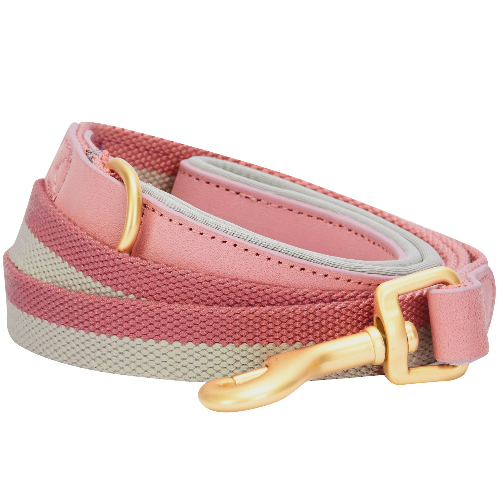 Blueberry Pet Lead with Soft & Comfortable Handle, 180 cm x 2.5cm Polyester Fabric Webbing and Soft Genuine Leather Dog Lead in Pink & Grey, Leads for Dogs