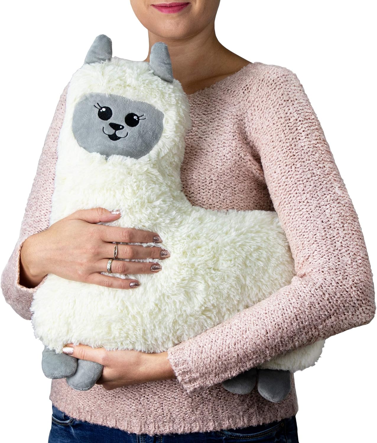 Froster Hugpaca - Heated Eco Alpaca, Thermal Huggable Pillow, Gift for Women Warming Soft Llama, Ecru, 40 x 37 cm - Image 4