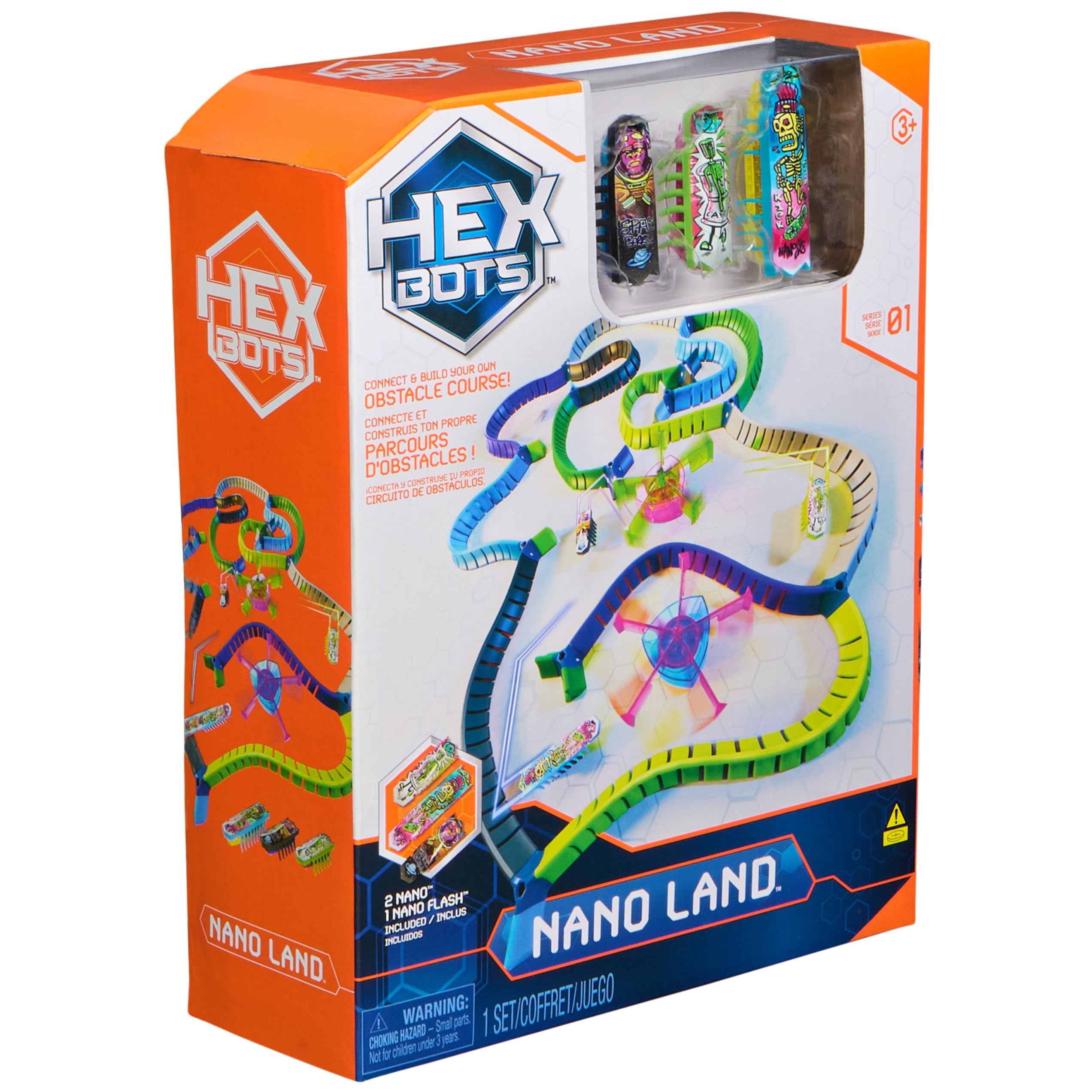 HEX BOTS Nano Land, Sensory Toys for Kids & Cats with Over 40 Pieces & 3 Nano Bots, Toy Playsets & Mini Robot Toy for Kids Ages 3 & Up, Batteries Included