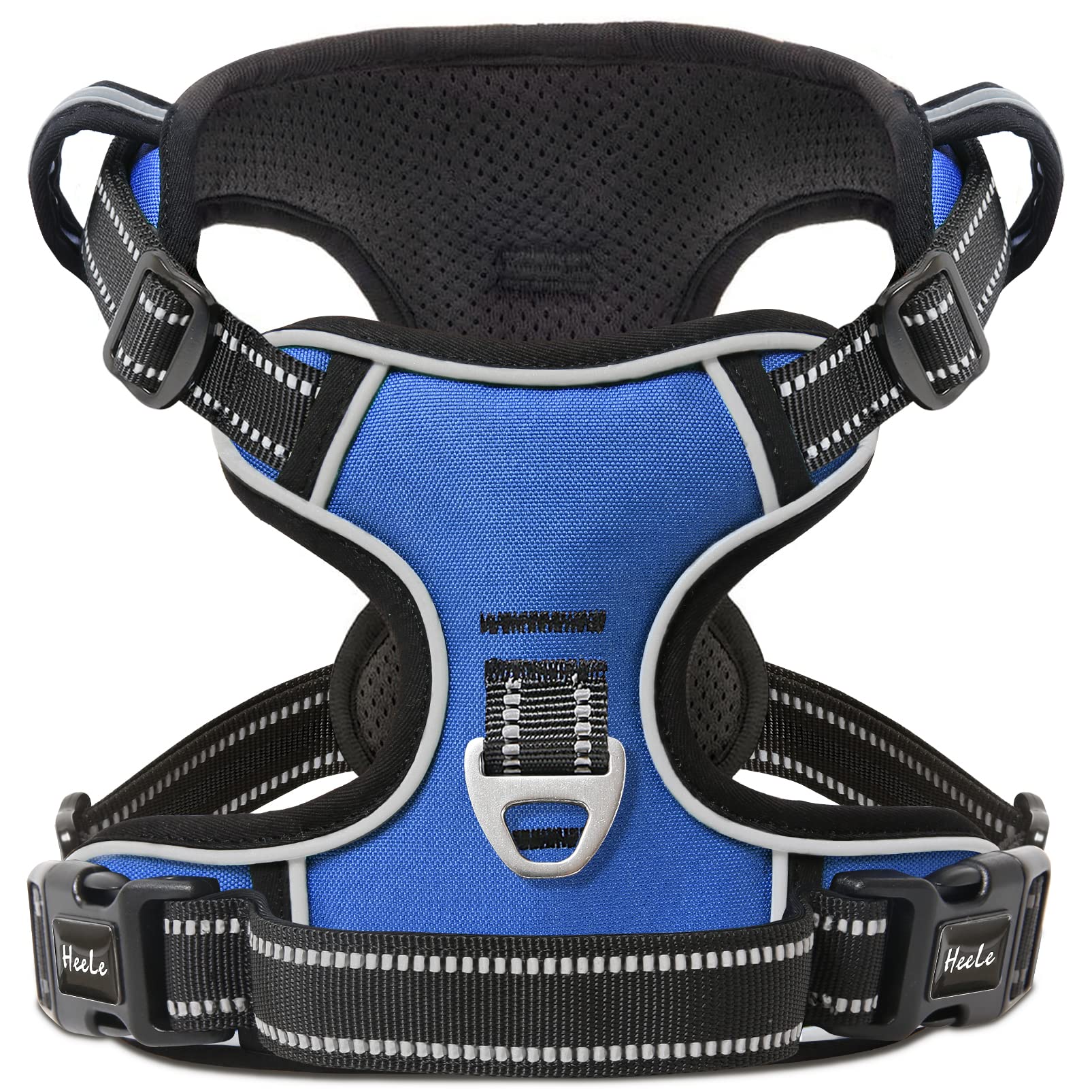 HEELE Dog Harness, Reflective Dog Harness with Padded Handle Control, 2 Metal Rings, Harness for Small Medium and Large Dogs, Blue, XL — image 1