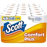 Scott ComfortPlus Toilet Paper, 48 Triple Rolls, 231 Sheets per Roll, Septic-Safe, 1-Ply Toilet Tissue
