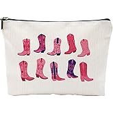 Make Up Bags For Women, Western Country Cowgirl Toiletry Bags For Traveling Women, Small Makeup Pouch, Make Up Travel Bag Organizer, Cosmetic Travel Bag Pink Cowboy Boots Gifts (A07)
