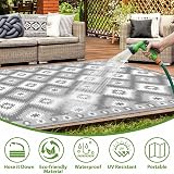 SHACOS Outdoor Rug 270x360 cm Reversible Waterproof UV Resistant Grey view 7