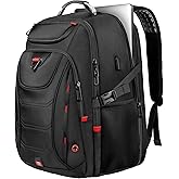 Z-MGKISS 55L Extra Large Travel Backpack, 18.4 Inch Laptop Backpack for Men, Water Resistant, TSA Flight Approved, Business Work Bag with USB Charging Port, Black