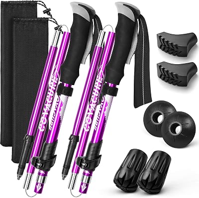 COVACURE Walking Poles 2 Pack Lightweight 7075 Aluminum Collapsible 100-120cm