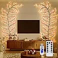 Cherry LED Tree Branch Lights for Wall, Cherry Blossom Willow Vine Branch Room Decor Gift with Remote Control,DIY Design,48 LED and 8 Lighting Modes,for Wall Bedroom Home Decoration (47inch)