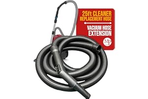 MP Maresh Products Vacuum Cleaner Replacement Hose - Vacuum Hose Extension for Wet Dry Vacuums, Heavy Duty Crushproof Industrial Grade 25 Foot by 1-1/4 Inch Air Suction Control Connector - Black