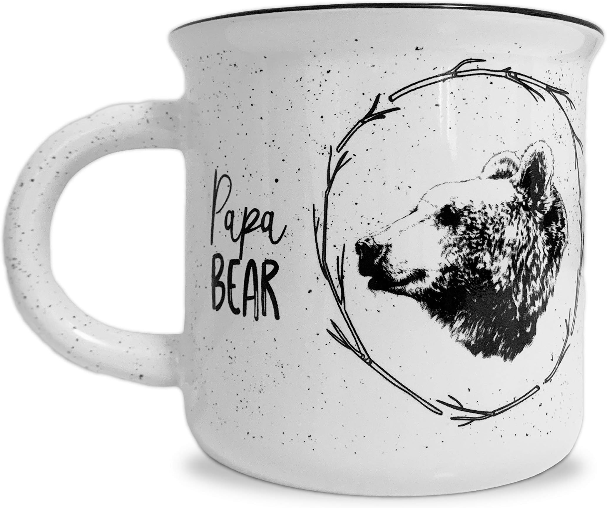Papa Bear White Ceramic Campfire 14 ounce Coffee Mug - Perfect for Him - New Dad, Husband, Grandpa, Expectant Father - by MKT ST