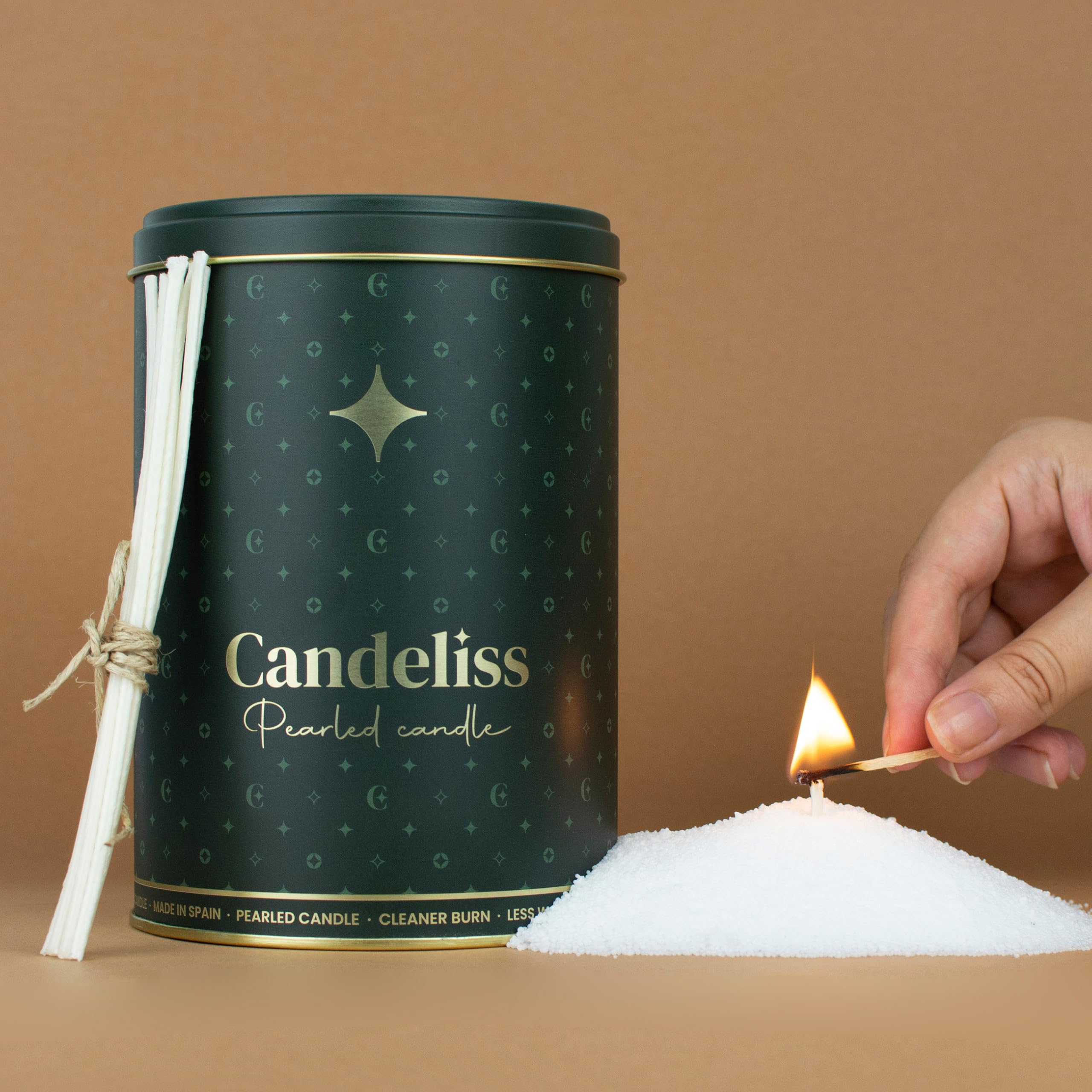Candeliss Pearled Candle Wax Powder Pearls Refill with Wicks - Granulated Snow Wax