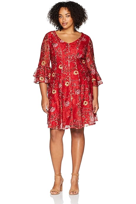 red lace dress plus size