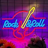 Rock Roll Neon Sign for Wall Decor,Kids USB Powered Rock Roll Led Sign, Reusable Rock Roll Light Up Sign for Boys and Girls, Light Up Sign for Bedroom and Livingroom