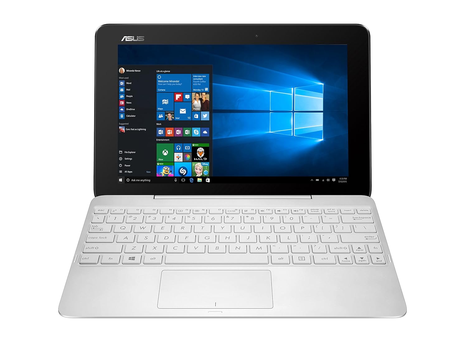 ASUS T100H 10.1 inch Convertible Notebook (Intel Atom Z8500 1.44 GHz  Processor, 2 GB RAM, 64 GB eMMC, Integrated Graphics, Windows 10) - White:  ...